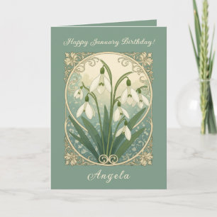 Carte Fleur de naissance de janvier Fleurs de perce-neig