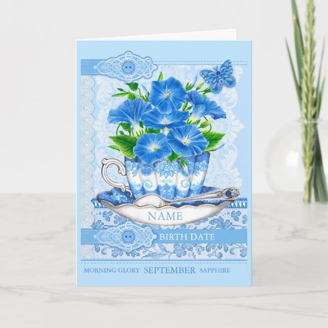 Carte Fleur de naissance et Gem Septembre Word Game Card (Devant)