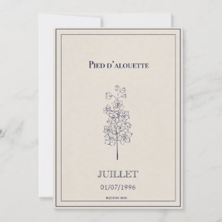 Carte fleur de naissance juillet pied d’alouette