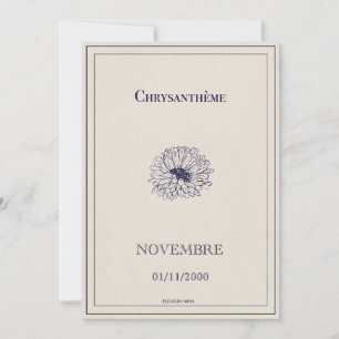 Carte fleur de naissance novembre, chrysanthème