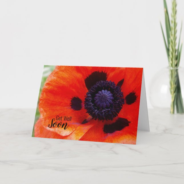 Carte Fleur De Pavot Se Bien Bientôt (Devant)