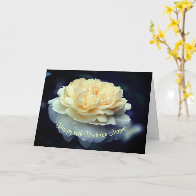 Carte Fleur de rose jaune doux Personnalisée Anniversair (Fleur jaune)