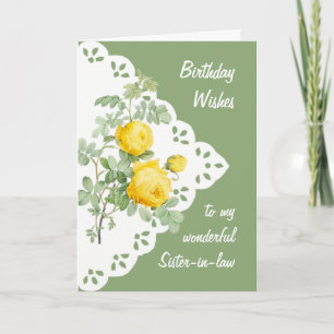 Carte Fleur de rose jaune vintage Soeur-belle