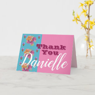 Carte Fleur de rose rouge Bonne Fille Femme Nom Merci