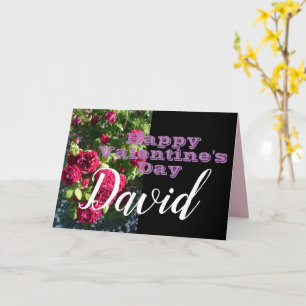 Carte Fleur de rose rouge Joyeux Valentines Jour Nom