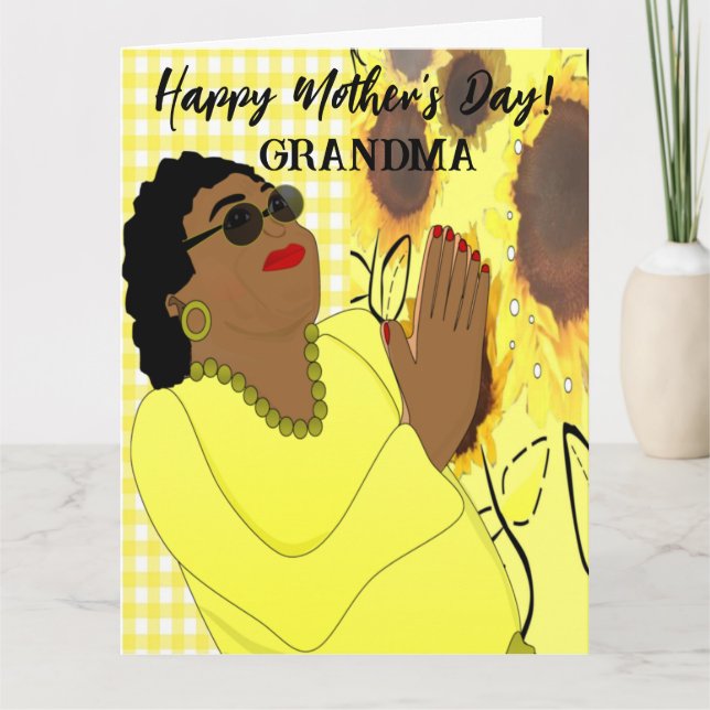 Carte Fleur de soleil Fête des mamans afro-américaines (Devant)