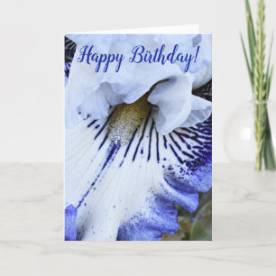 Carte Fleur d'Iris Bleu et Blanc