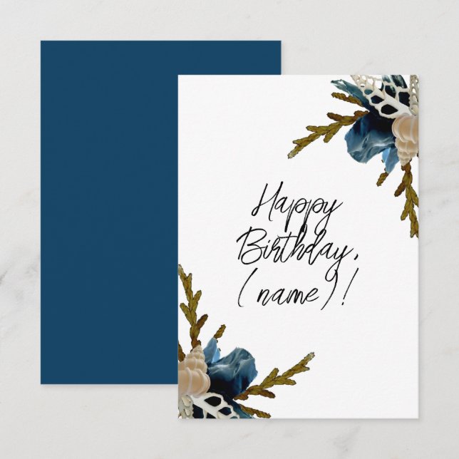 Carte Fleur d'Iris Côtier Élégant Floral Joyeux Annivers (Devant / Derrière)