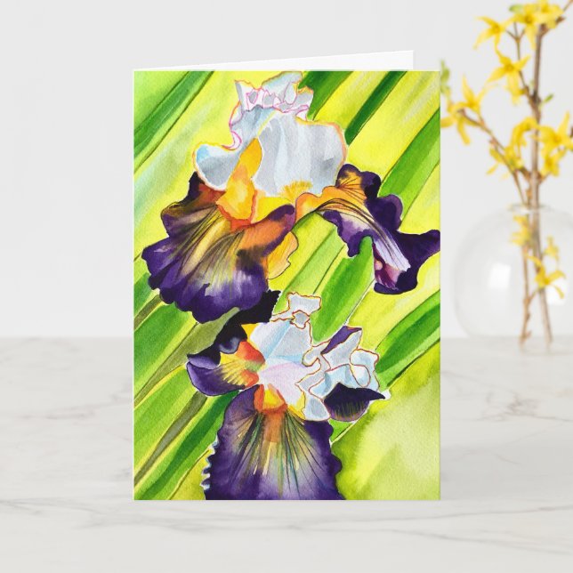 Carte Fleur d'iris floral aquarelle (Fleur jaune)