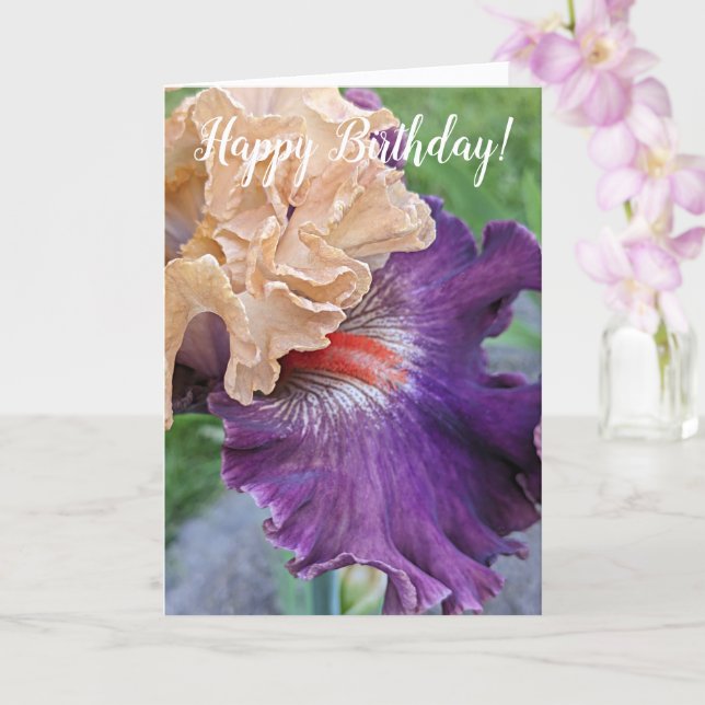 Carte Fleur d'Iris Violet Anniversaire Floral (Orchidée)