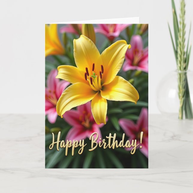 Carte Fleur Dorée Rayée (Devant)