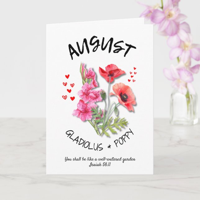 Carte Fleur du mois de naissance AOÛT Anniversaire chrét (Orchidée)