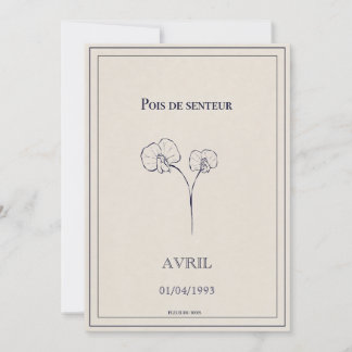 Carte fleur du mois de naissance avril 