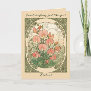Carte Fleur du mois de naissance Pois de senteur décorat
