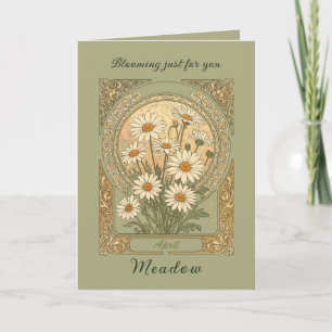 Carte Fleur élégante du mois de naissance Daisy de print