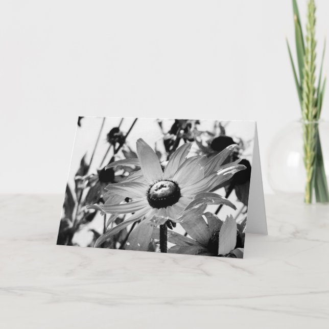 Carte Fleur en noir et blanc (Devant)
