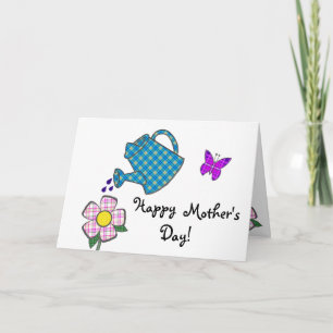 Carte Fleur espiègle de plaid pour la mère