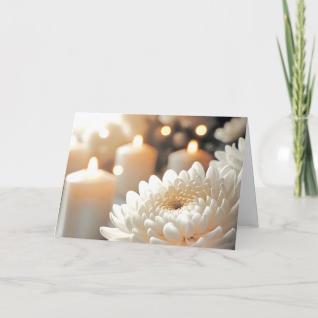 Carte Fleur et bougies Chrysanthème Anniversaire (Devant)