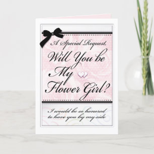 Carte Fleur Fille Fête de Mariée Beaux Coeurs Rose