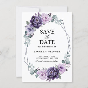 Carte Fleur florale d'argent violet Géométrique Enregist
