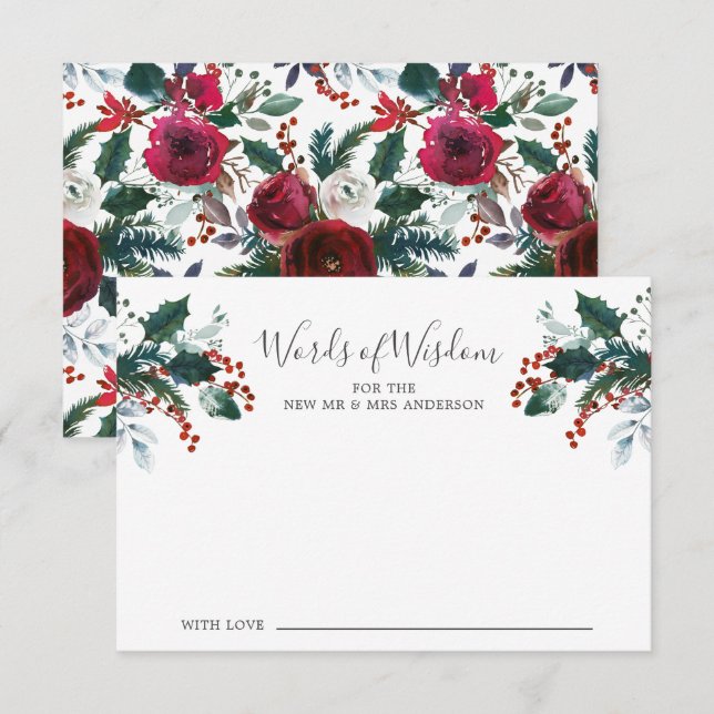 Carte Fleur Florale des mots de la sagesse (Devant / Derrière)