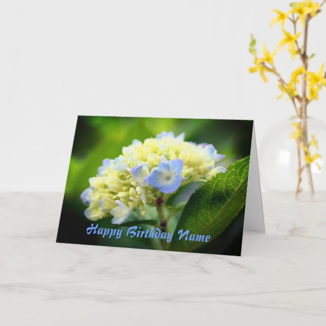 Carte Fleur Hydrangea douce Anniversaire personnalisé (Fleur jaune)