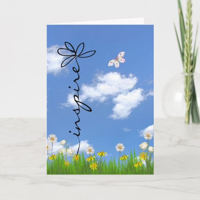 Carte Fleur inspirante et papillon (Devant)