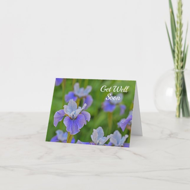 Carte Fleur Iris Bleu Se Bien Bientôt (Devant)