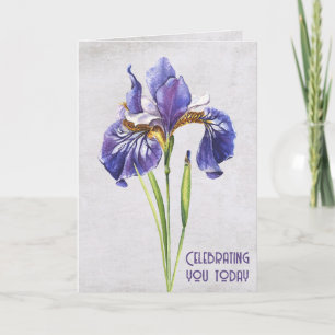 Carte Fleur Iris violet Anniversaire