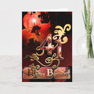 Carte Fleur Lilly Dream Joyeux 41e Anniversaire orné