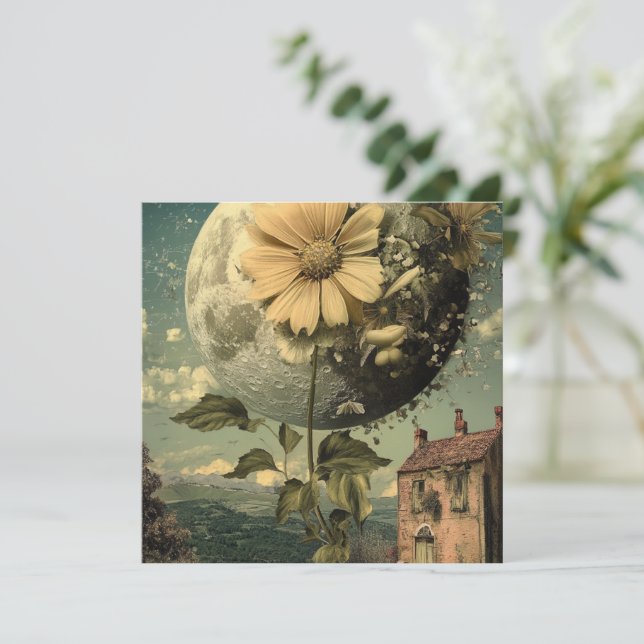 Carte Fleur Lune et charme Vintage (Debout devant)