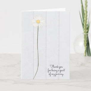 Carte fleur marguerite sur bois blanc pour remercier ami