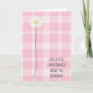Carte fleur marguerite sur plaid rose pour remercier