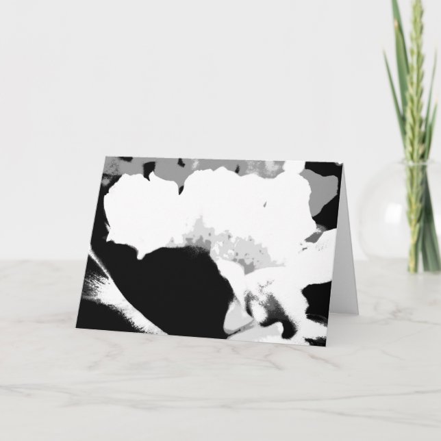 Carte Fleur noire et blanche Abstraite, blanche à l'inté (Devant)