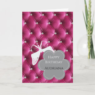 Carte Fleur papillon Glam Girly rose Faux Velvet