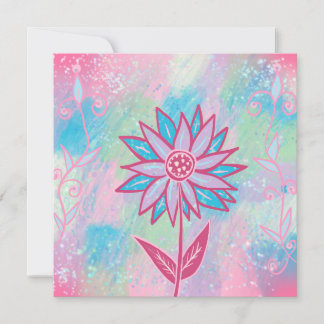 Carte Fleur Pastel à main mignonne