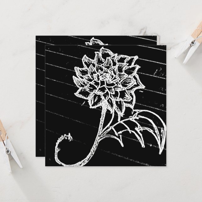 Carte fleur rose noire yaie goth emo (Devant/Arrière en situation)