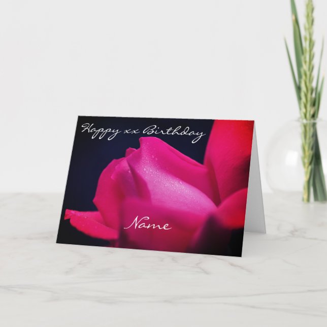 Carte Fleur Rosebud Anniversaire Personnalisé (Devant)