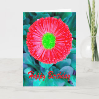 Carte Fleur rouge et verte d'anniversaire