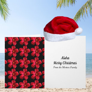 Carte Fleur rouge Hibiscus Motif Noël tropical