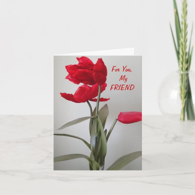 Carte Fleur rouge, mon ami (Devant)