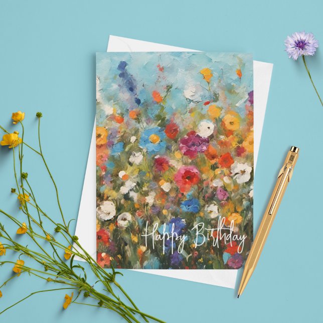Carte Fleur sauvage Anniversaire ou toute occasion Texte (All text on this card can be changed or removed to make it suitable for any occasion or sentiment.)