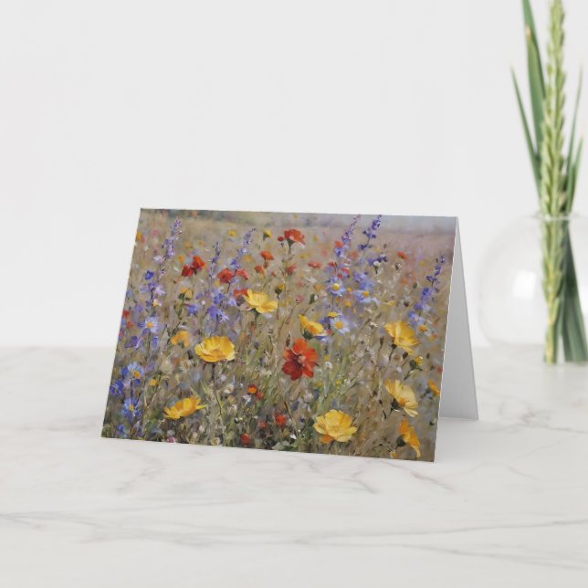 Carte Fleur Sauvage Aquarelle Vierge Personnalisable (Devant)
