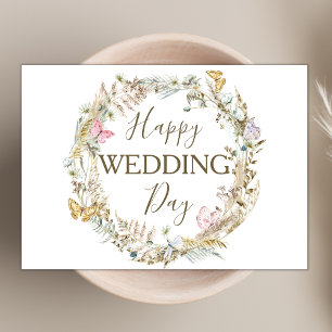 Carte Fleur sauvage Boho moderne Wreath Joyeux jour de m