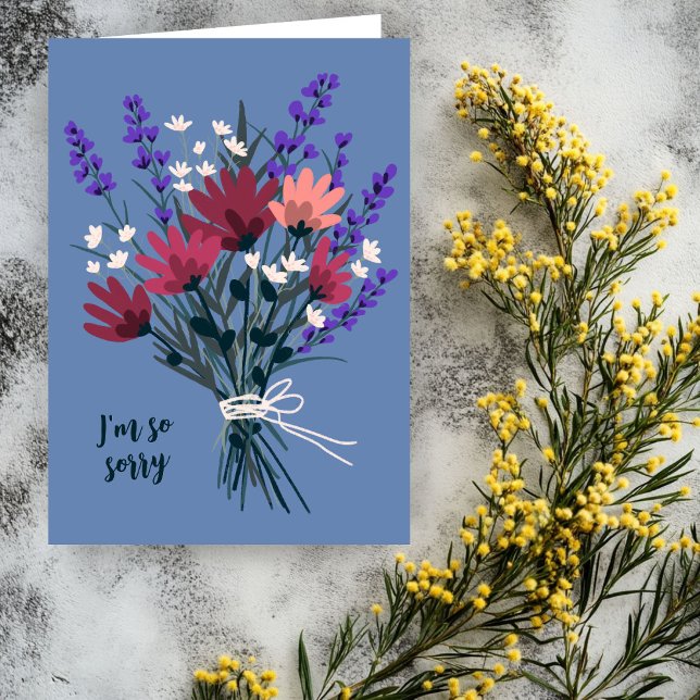 Carte Fleur sauvage Bouquet Condoléances Désolé pour la  (Wildflower Bouquet Condolences Sorry for Loss Card
)