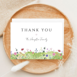 Carte Fleur sauvage d'aquarelle minimaliste Merci de pra