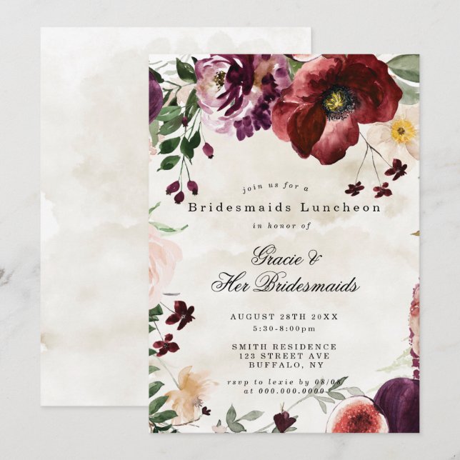 Carte Fleur sauvage de Bourgogne Bridesmaitres Invitatio (Devant / Derrière)