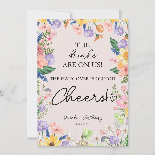 Carte fleur sauvage de la barre de mariage (Devant)