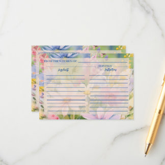 Carte Fleur sauvage de recette d'aquarelle