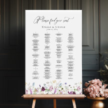 Carte fleur sauvage élégante des sièges de mariage